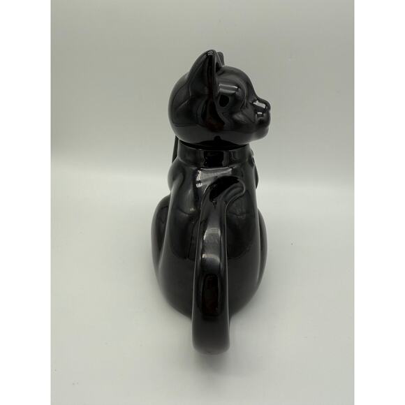 Vintage Albert Kessler Black Glossy Kitty Sitting Lucky Cat Small 7 Tall Teapot - Picture 4 of 8